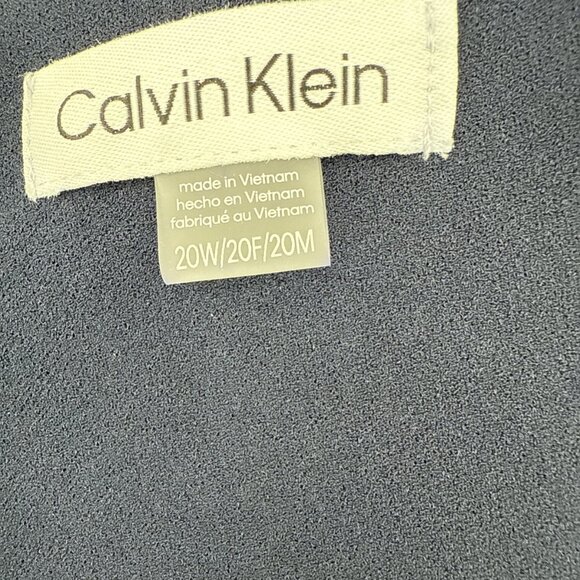 New CALVIN KLEIN Plus Size 20W Navy Blue 3/4 Bell Sleeve Boat Neck Sheath Dress - Picture 8 of 9